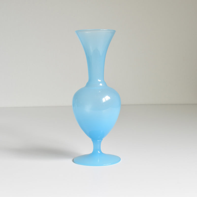 Antique Opaline Flower Vase, Blue B
