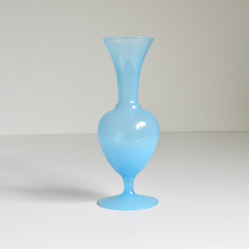 Antique Opaline Flower Vase, Blue B