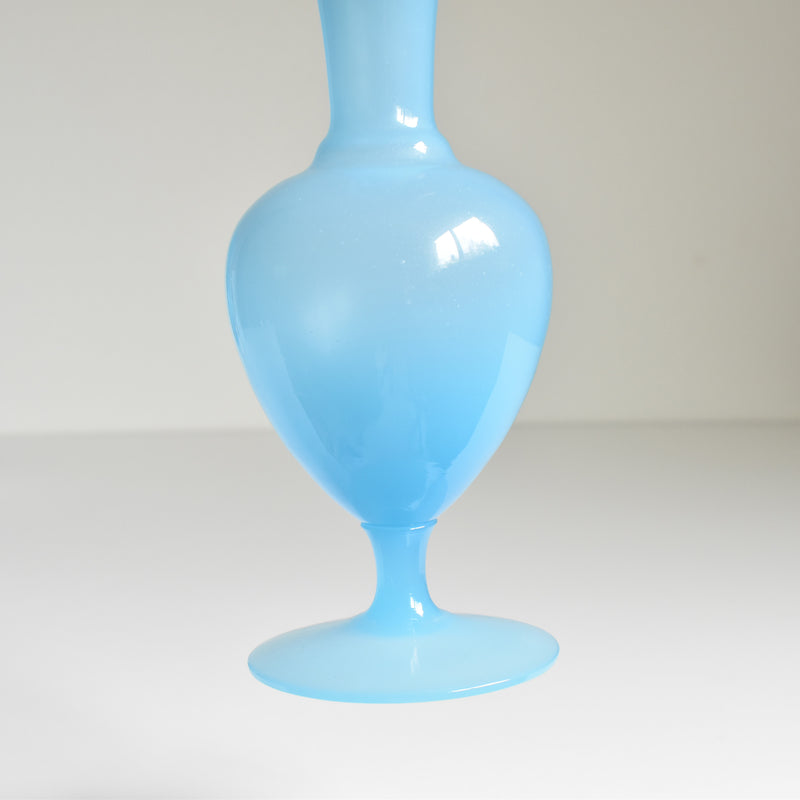 Antique Opaline Flower Vase, Blue B