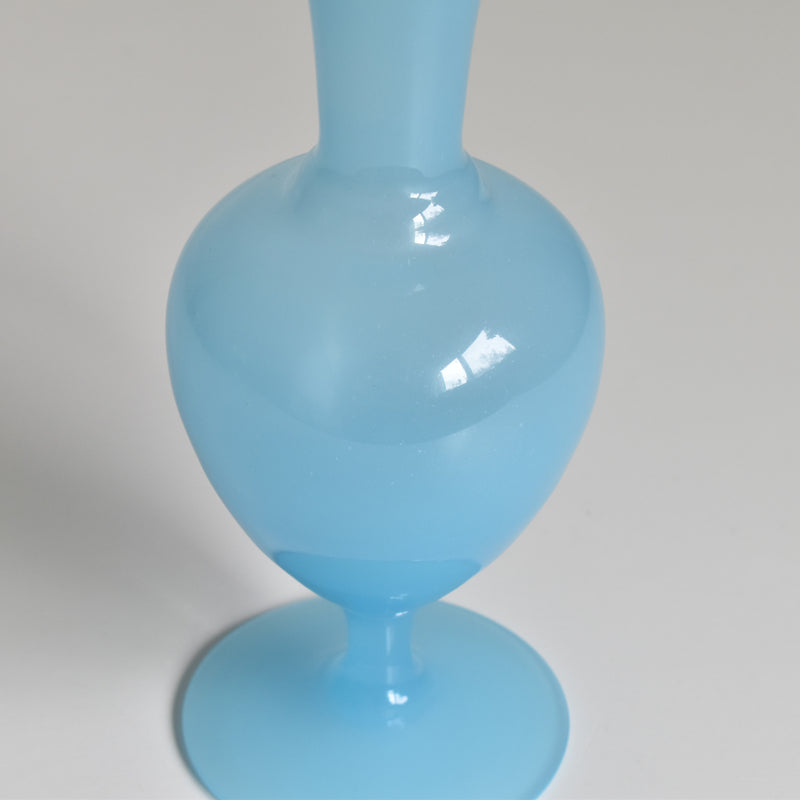 Antique Opaline Flower Vase, Blue B