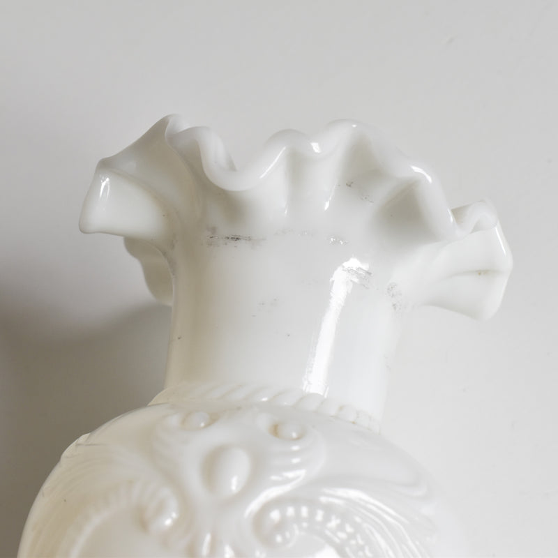 Antique Opaline Flower Vase, White
