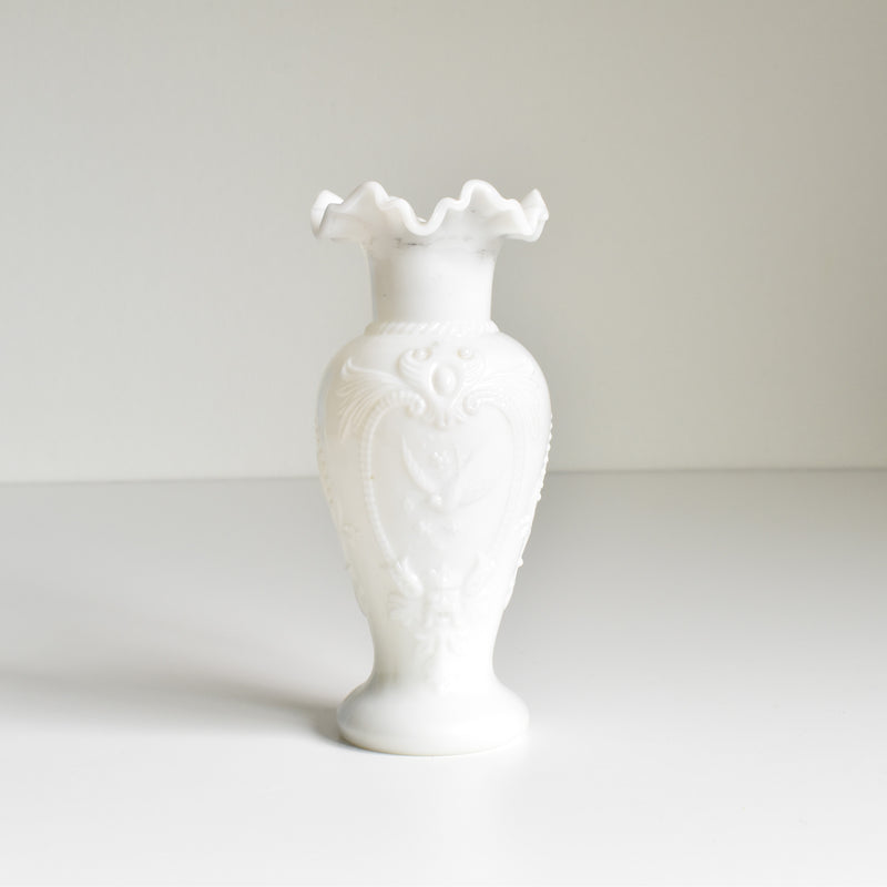 Antique Opaline Flower Vase, White