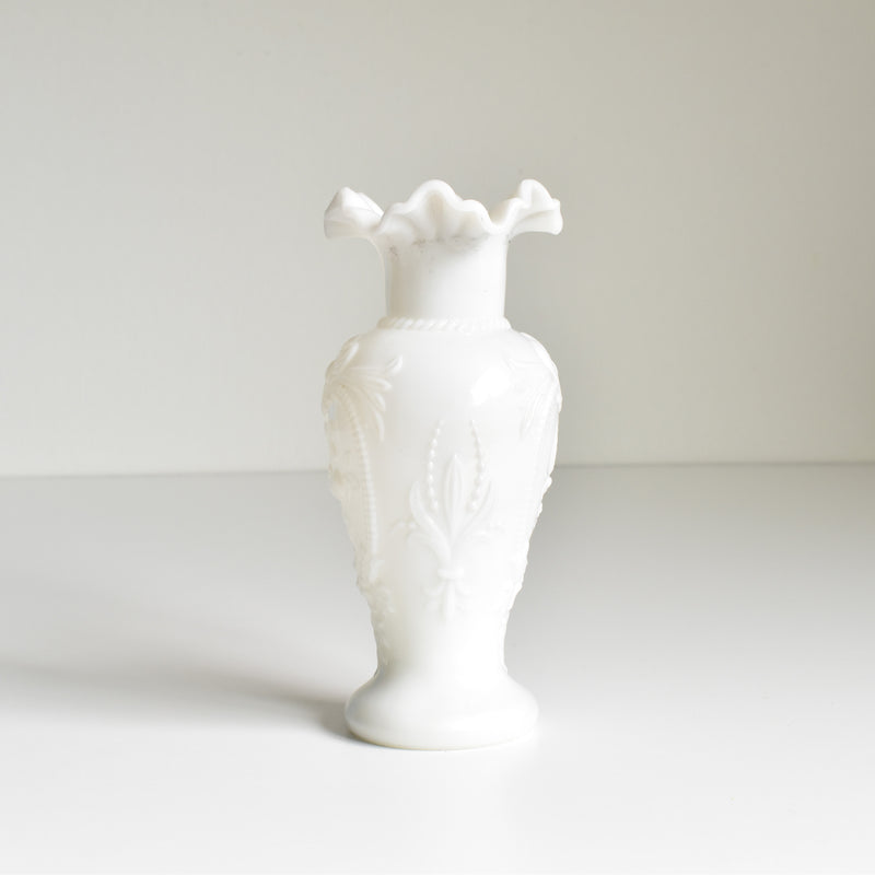 Antique Opaline Flower Vase, White