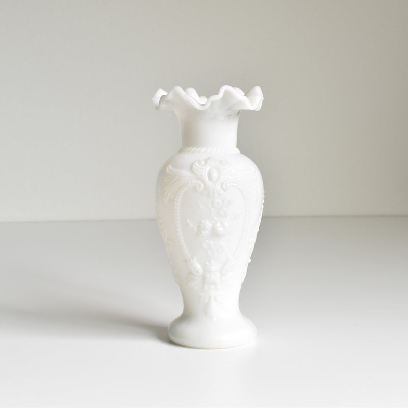 Antique Opaline Flower Vase, White