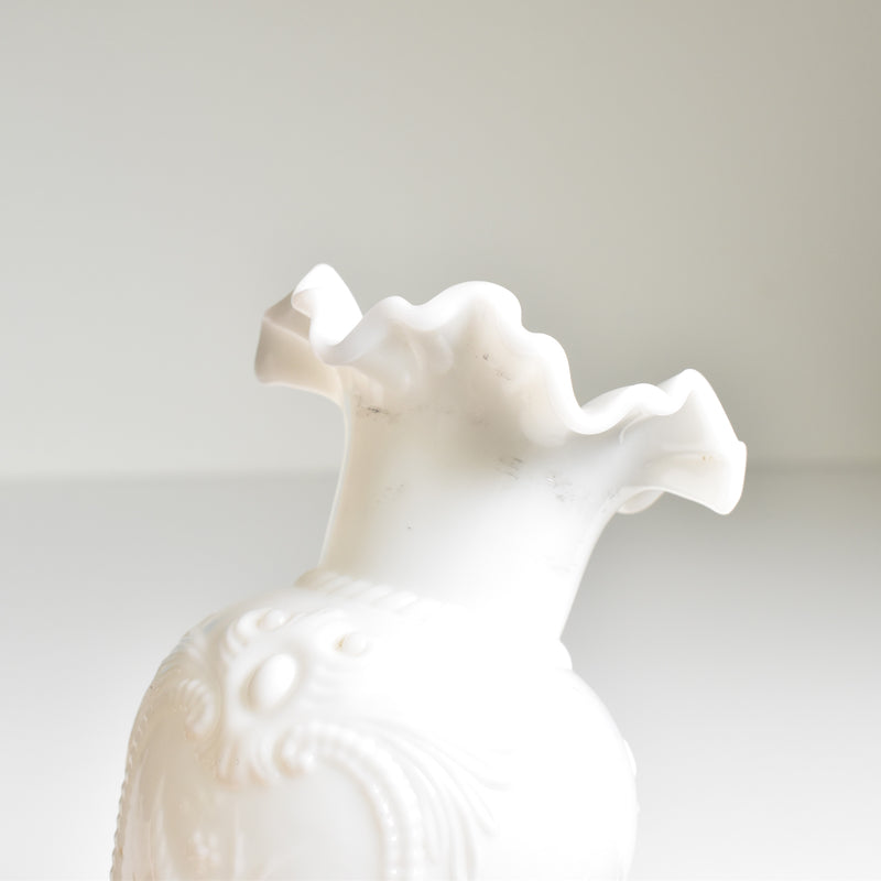Antique Opaline Flower Vase, White