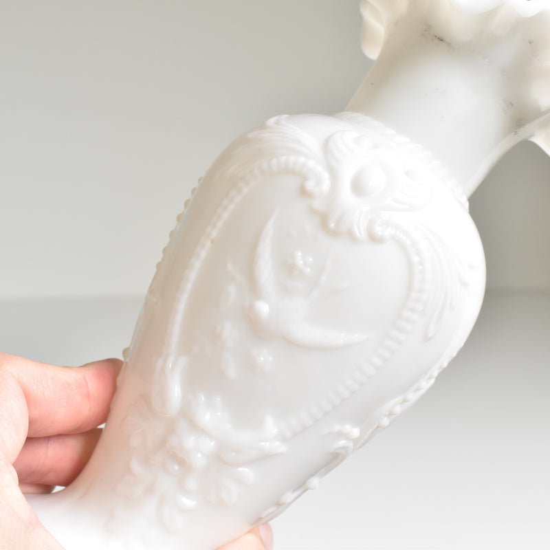 Antique Opaline Flower Vase, White