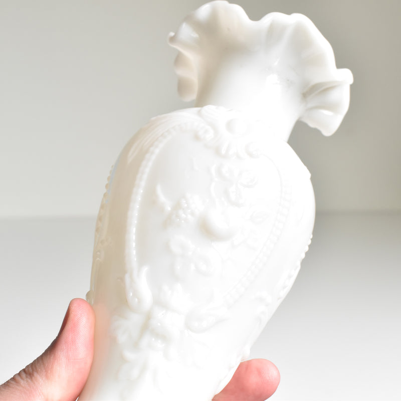 Antique Opaline Flower Vase, White