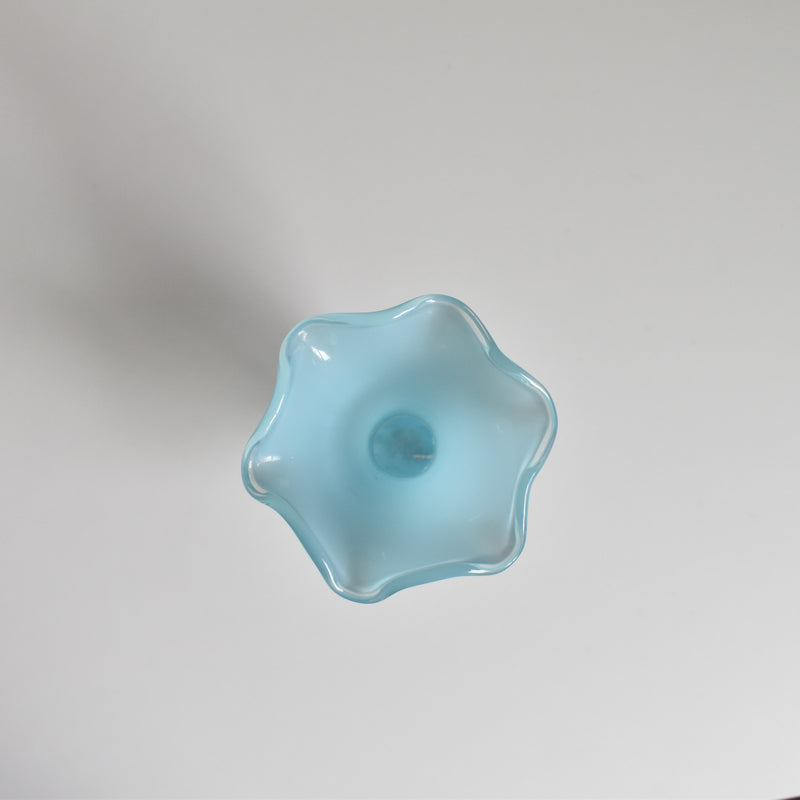 Antique Opaline Flower Vase, White & Blue
