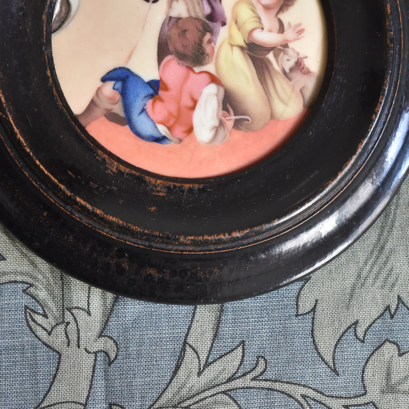 Antique Small Round Hand-Painted Frame
