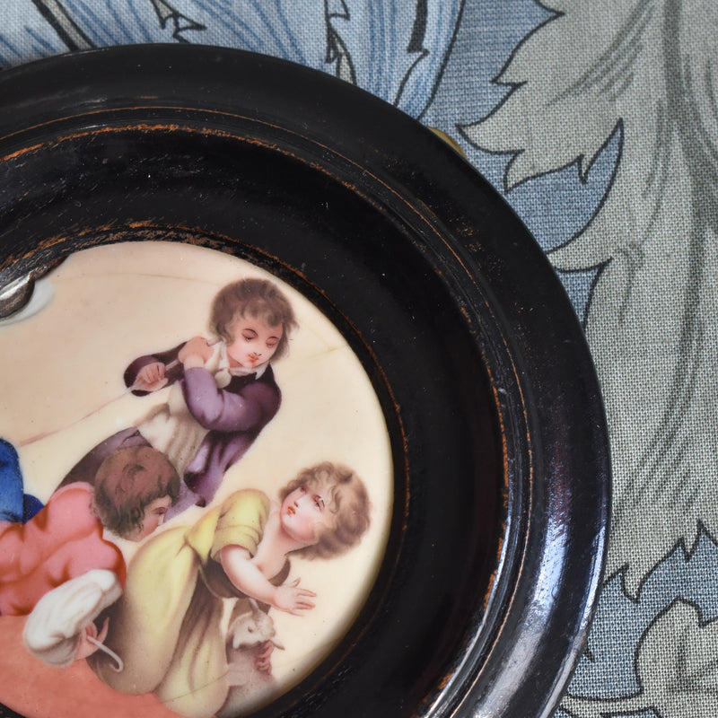 Antique Small Round Hand-Painted Frame