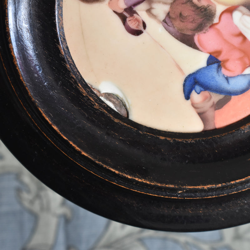 Antique Small Round Hand-Painted Frame