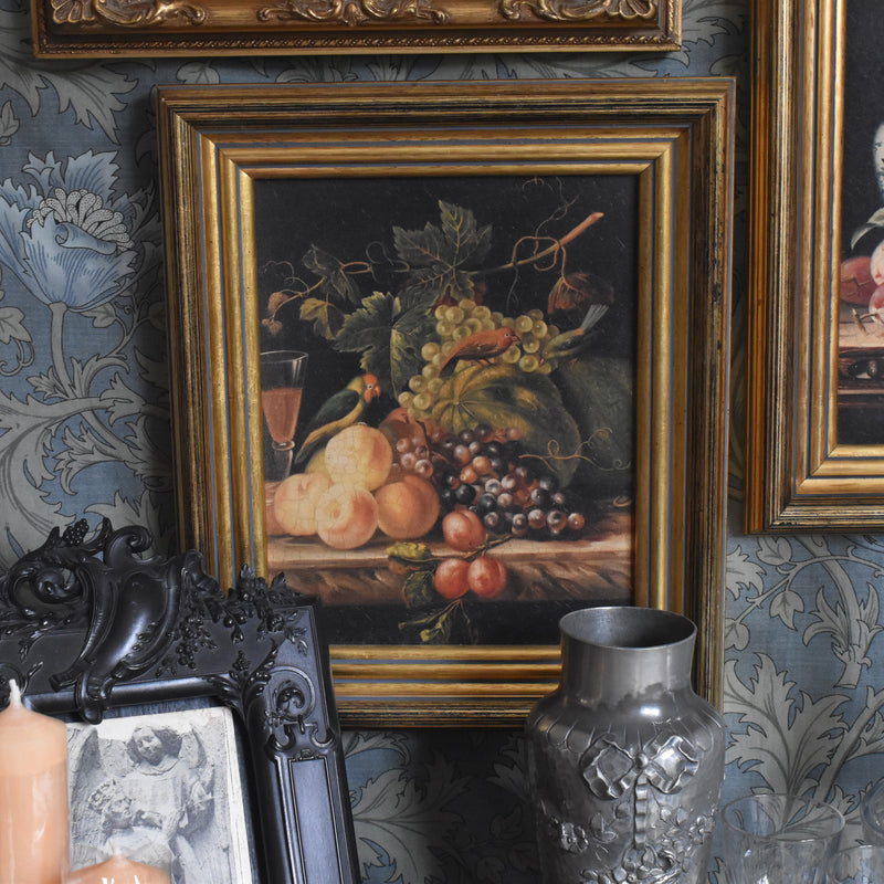 ヴィンテージ絵付きフレーム OLEOGRAPH プリント 鳥