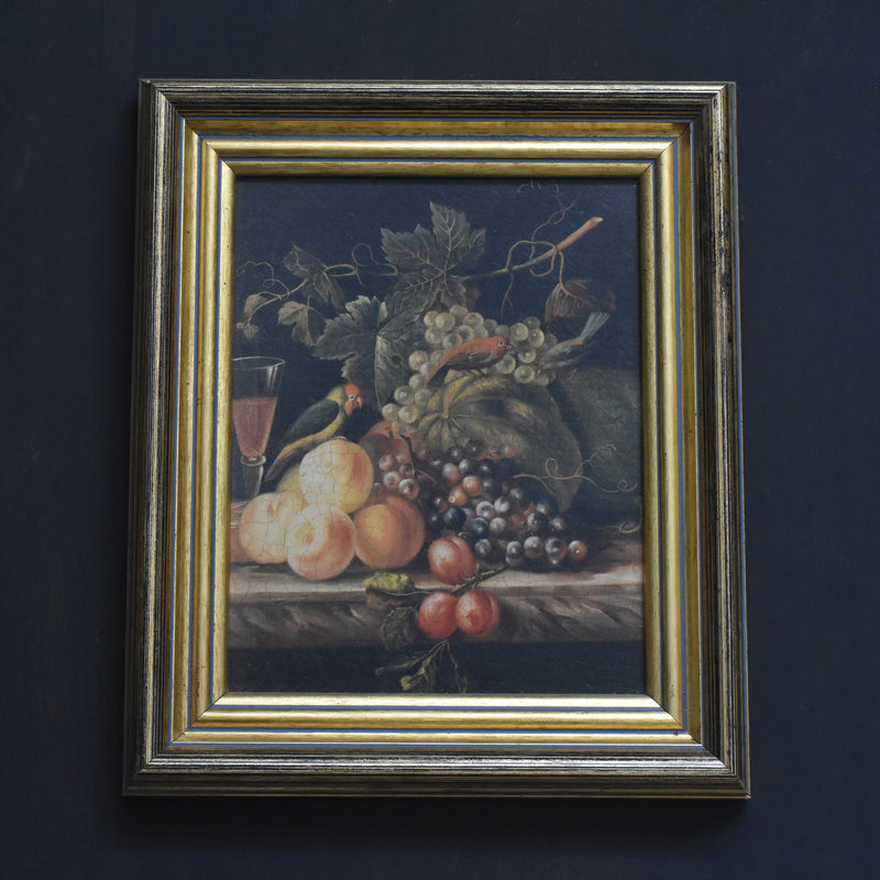 ヴィンテージ絵付きフレーム OLEOGRAPH プリント 鳥