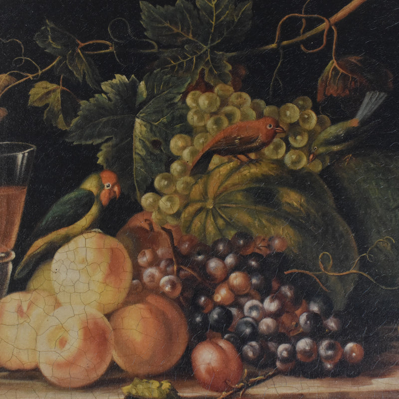 ヴィンテージ絵付きフレーム OLEOGRAPH プリント 鳥