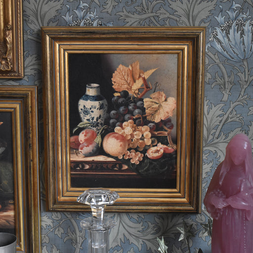 ヴィンテージ絵付きフレーム OLEOGRAPH プリント 花器