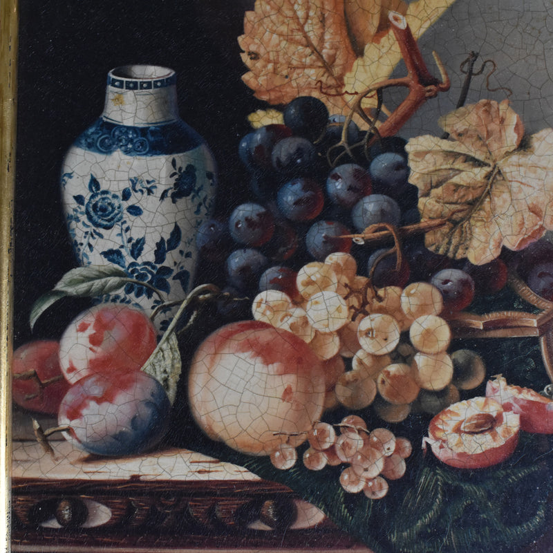 ヴィンテージ絵付きフレーム OLEOGRAPH プリント 花器