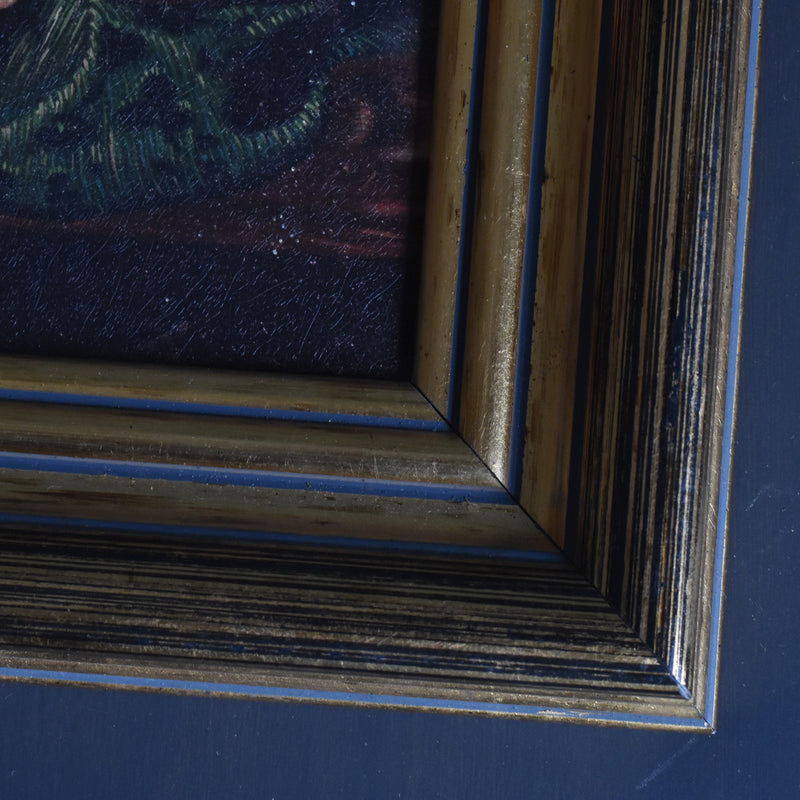 ヴィンテージ絵付きフレーム OLEOGRAPH プリント 花器