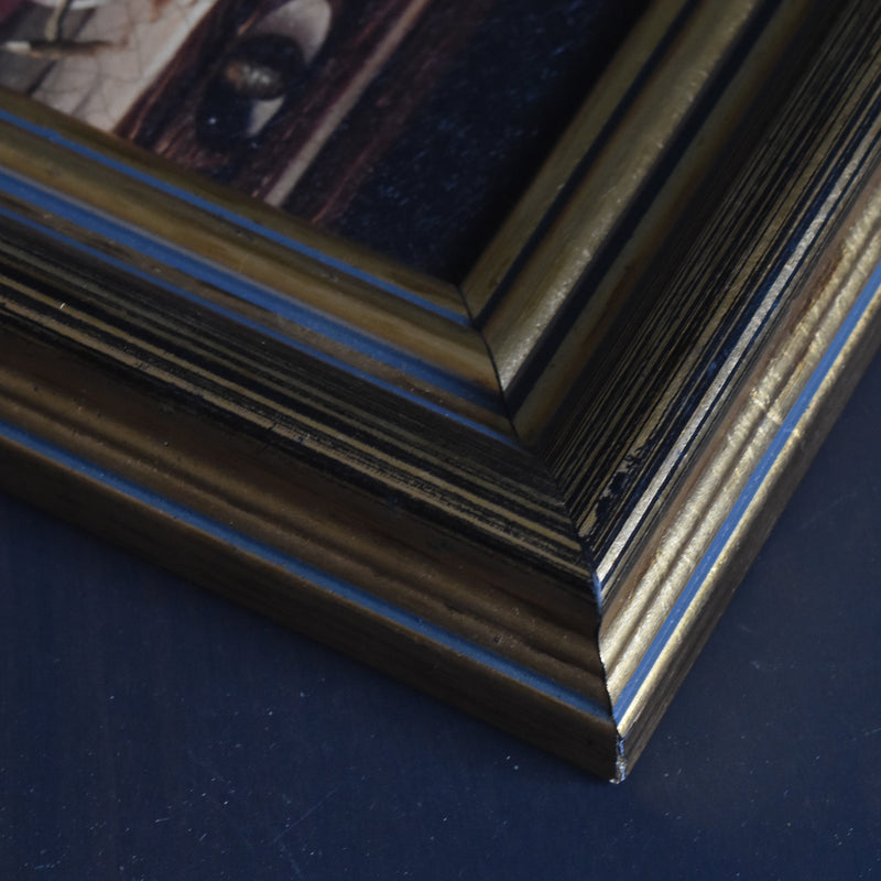 ヴィンテージ絵付きフレーム OLEOGRAPH プリント 花器