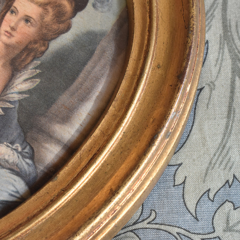 Vintage Oval Frame with Silk Painting C