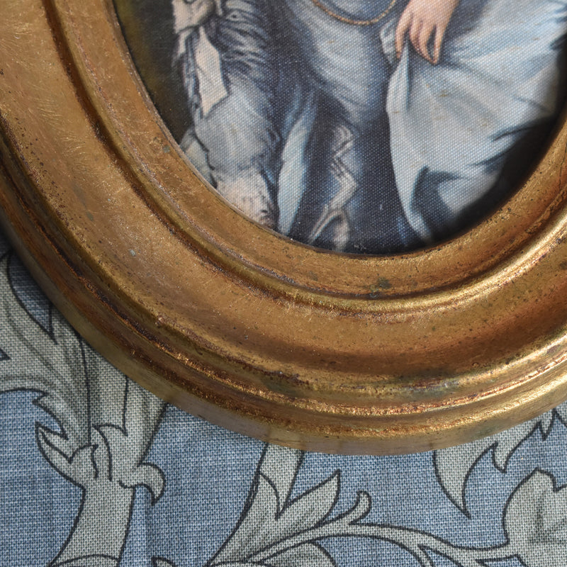 Vintage Oval Frame with Silk Painting C