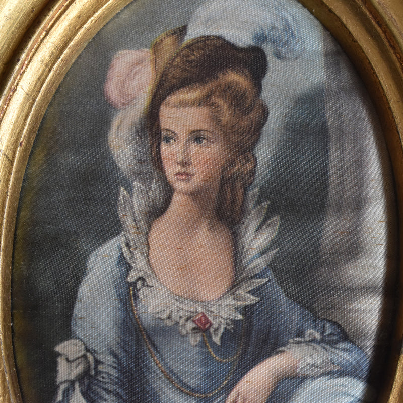 Vintage Oval Frame with Silk Painting C