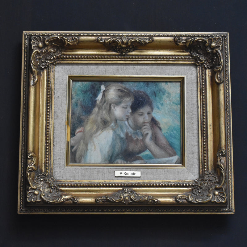 ヴィンテージ絵付きフレーム プリントRenoir La Lecture