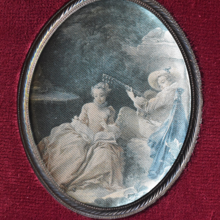 ヴィンテージスモールフレーム 15.7cm x 17.3cm シルク絵付き