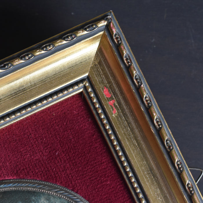 ヴィンテージスモールフレーム 15.7cm x 17.3cm シルク絵付き