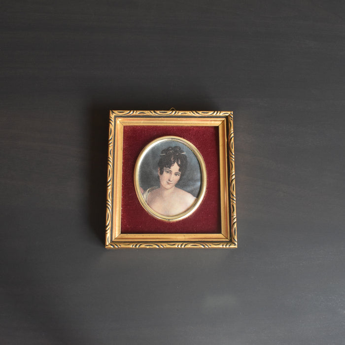 ヴィンテージスモールフレーム 10cm x 10.7cm シルク絵付き A