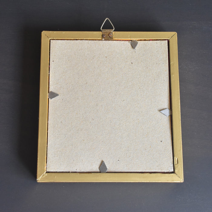 ヴィンテージスモールフレーム 10cm x 10.7cm シルク絵付き A