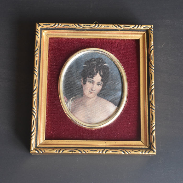 ヴィンテージスモールフレーム 10cm x 10.7cm シルク絵付き A