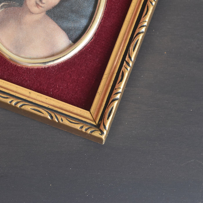 ヴィンテージスモールフレーム 10cm x 10.7cm シルク絵付き A