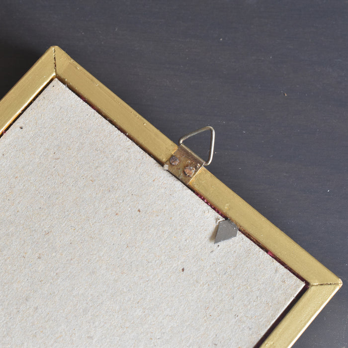 ヴィンテージスモールフレーム 10cm x 10.7cm シルク絵付き A