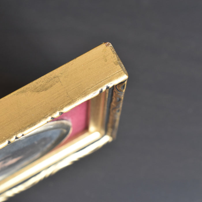 ヴィンテージスモールフレーム 10cm x 10.7cm シルク絵付き A