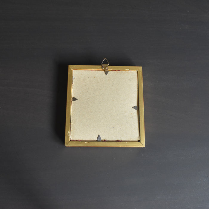 ヴィンテージスモールフレーム 10cm x 10.7cm シルク絵付き B