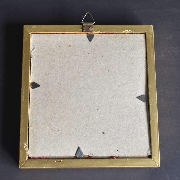 ヴィンテージスモールフレーム 10cm x 10.7cm シルク絵付き B