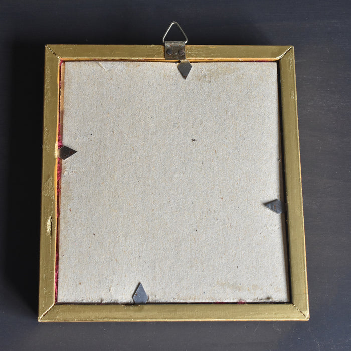 ヴィンテージスモールフレーム 10cm x 10.7cm シルク絵付き C