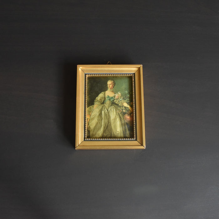 ヴィンテージスモールフレーム 8.5cm x 10.7cm シルク絵付き A