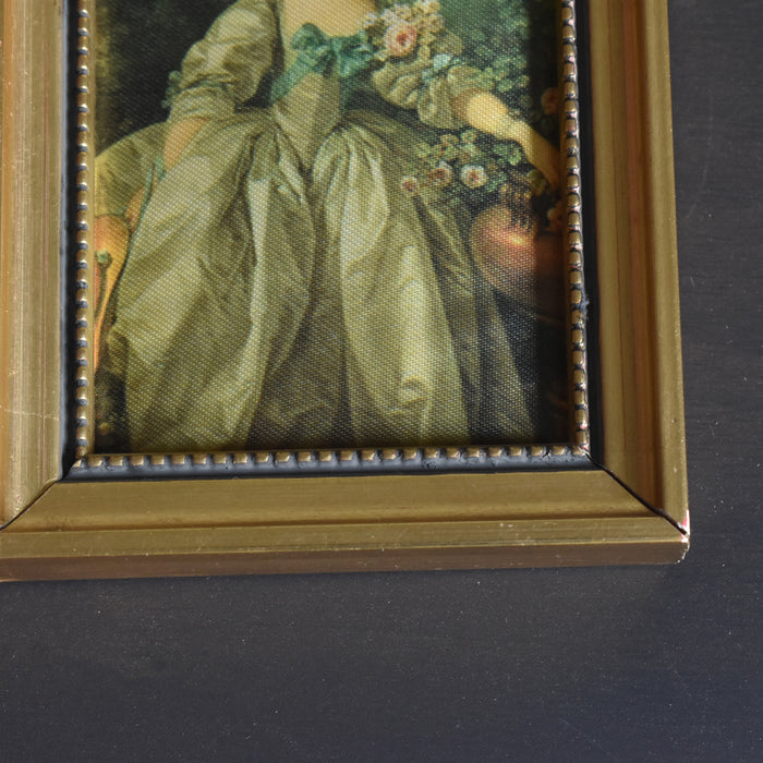 ヴィンテージスモールフレーム 8.5cm x 10.7cm シルク絵付き A