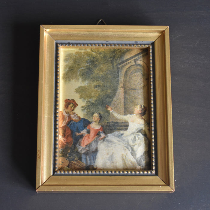 ヴィンテージスモールフレーム 8.5cm x 10.7cm シルク絵付き B