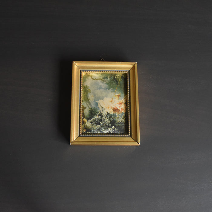 ヴィンテージスモールフレーム 8.5cm x 10.7cm シルク絵付き C