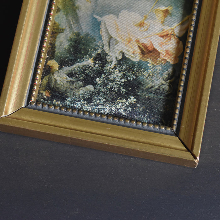 ヴィンテージスモールフレーム 8.5cm x 10.7cm シルク絵付き C