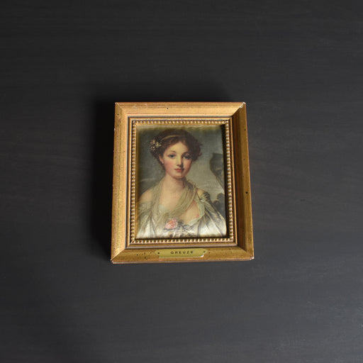 ヴィンテージスモールフレーム 10cm x 12cm シルク絵付き