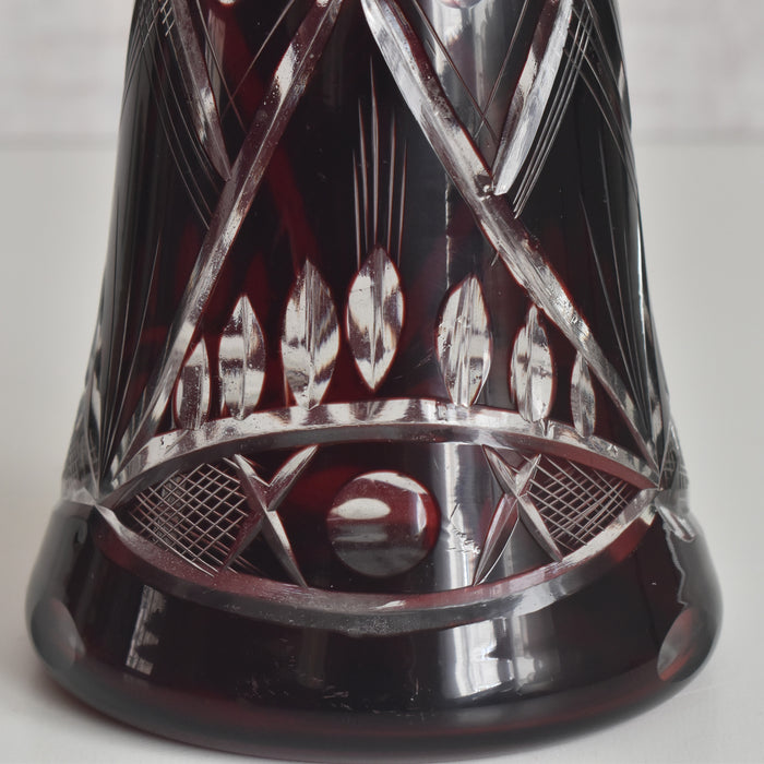 ヴィンテージボヘミアンガラス デキャンタ レッド