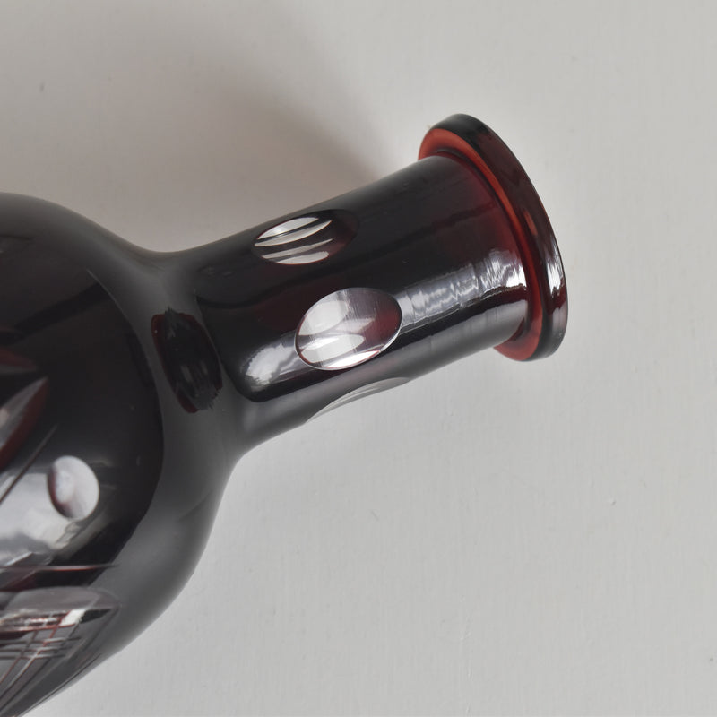 ヴィンテージボヘミアンガラス デキャンタ レッド