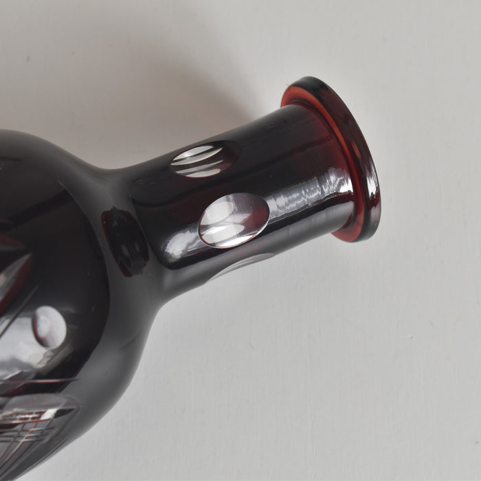 ヴィンテージボヘミアンガラス デキャンタ レッド