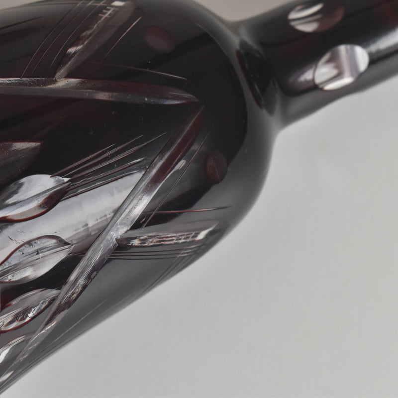 ヴィンテージボヘミアンガラス デキャンタ レッド