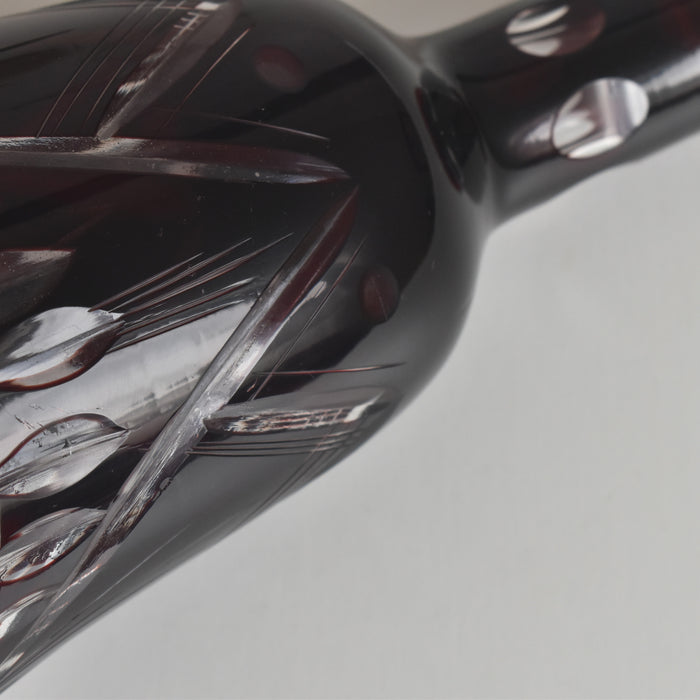 ヴィンテージボヘミアンガラス デキャンタ レッド