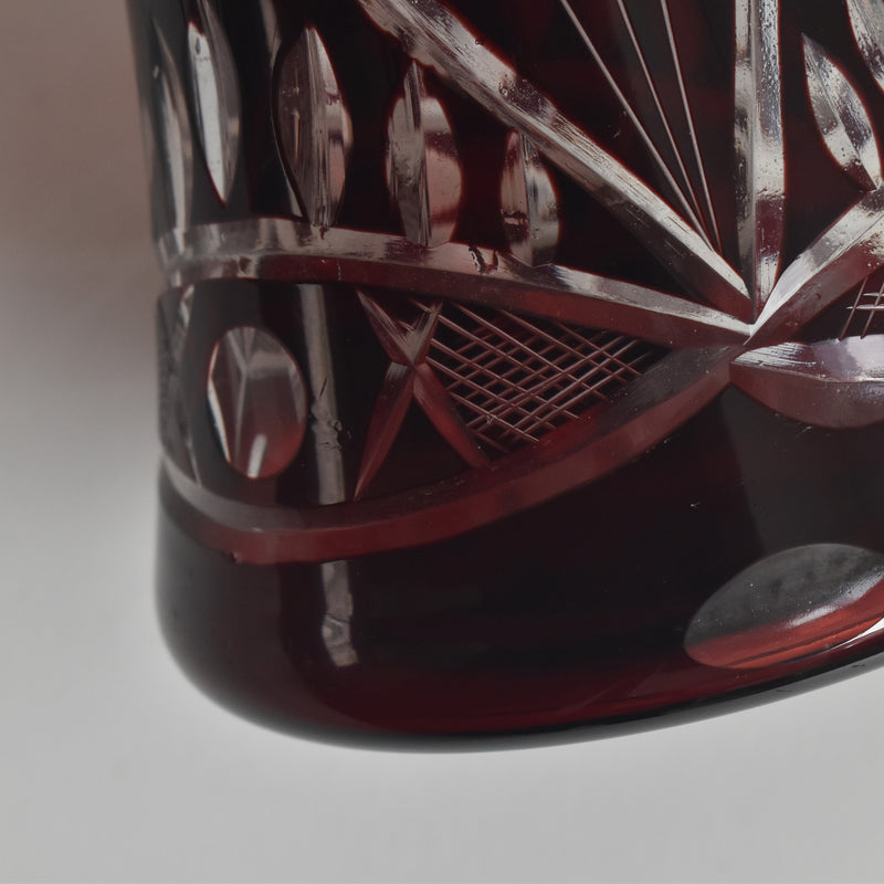 ヴィンテージボヘミアンガラス デキャンタ レッド