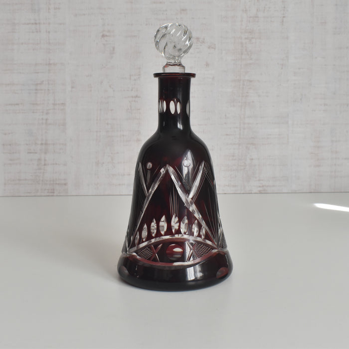 ヴィンテージボヘミアンガラス デキャンタ レッド
